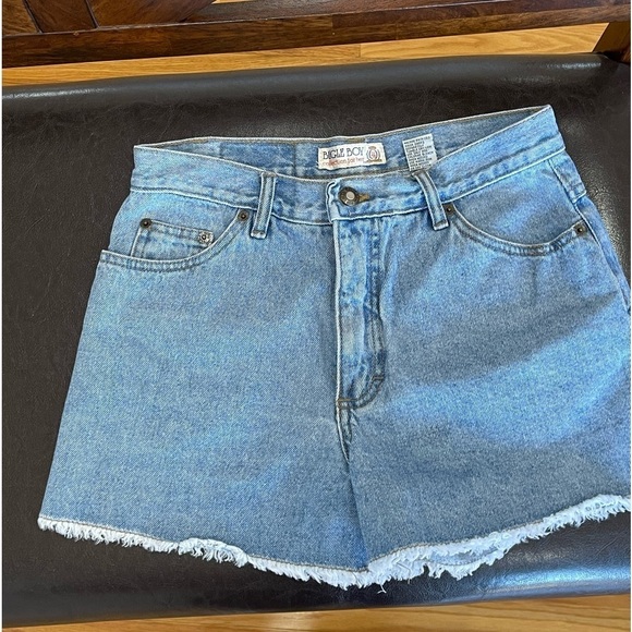 Bugle Boy denim jean shorts light wash fray hem size 6 summer festival concert - Picture 12 of 13